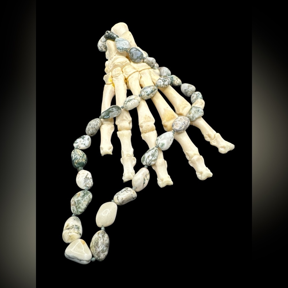Vintage Chunky Knotted Tree Agate Beaded Necklace 30”